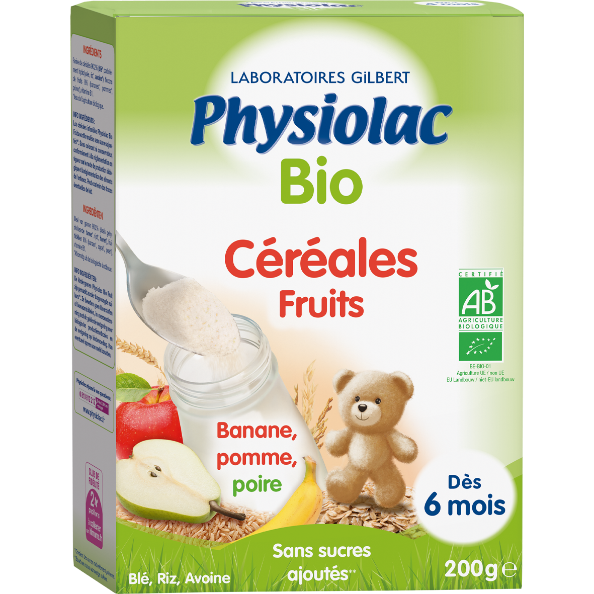 PHYSIOLAC Céréales Bébé Fruits Bio 
