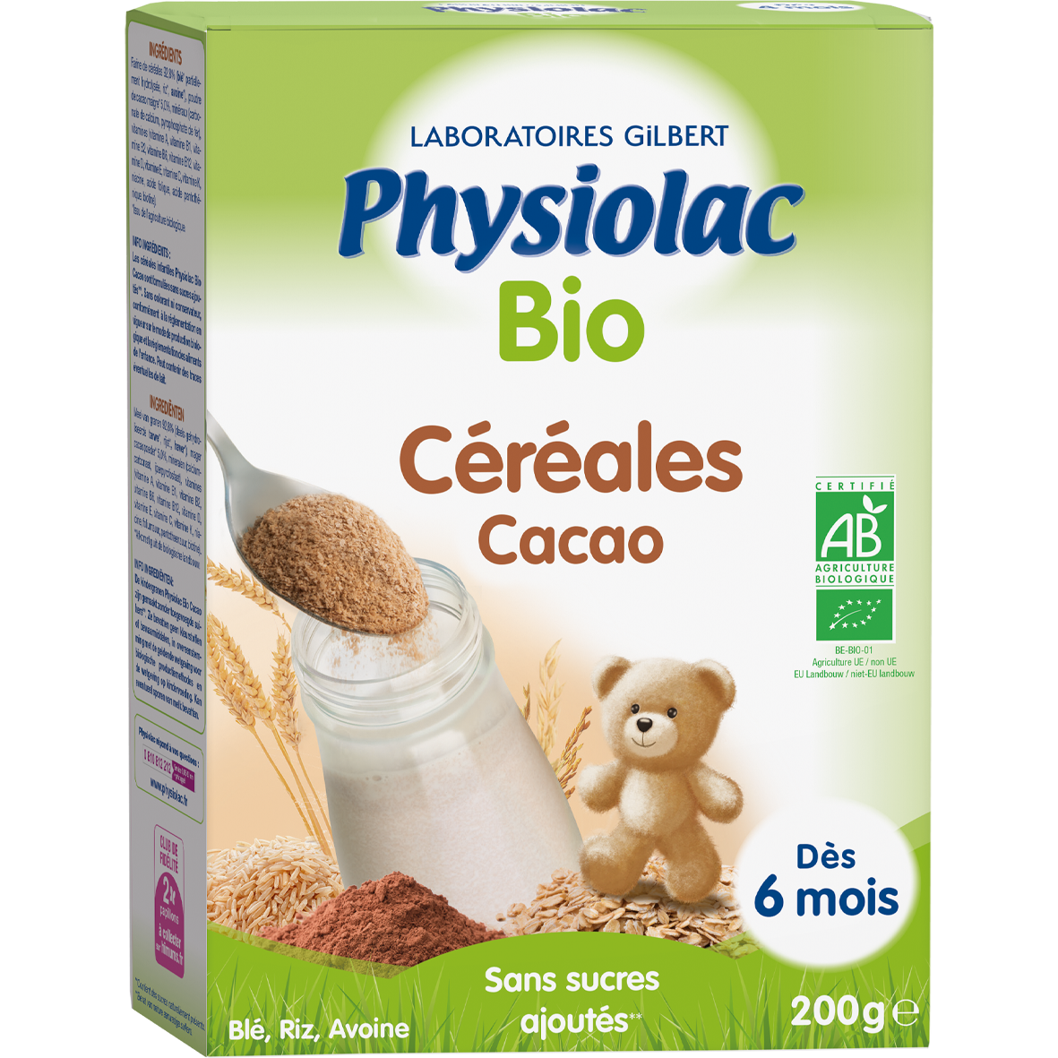 PHYSIOLAC Céréales Bébé Cacao Bio 