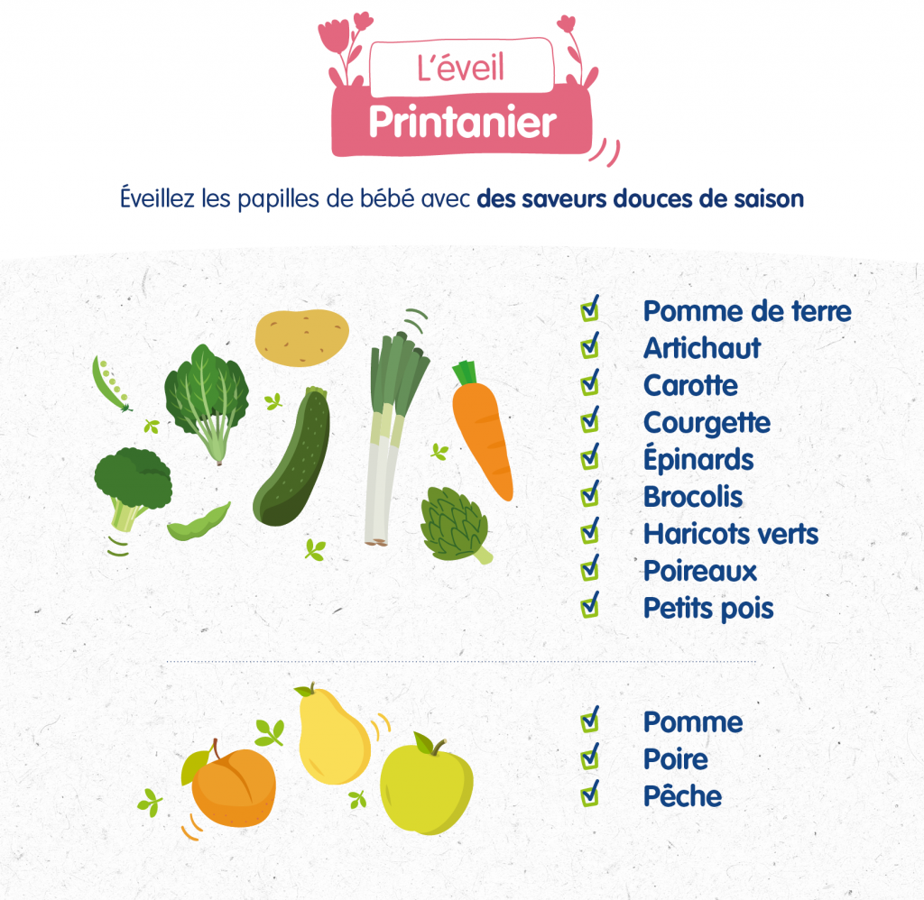 Quels fruits et légumes donner à bébé de 4 à 6 mois ? Physiolac