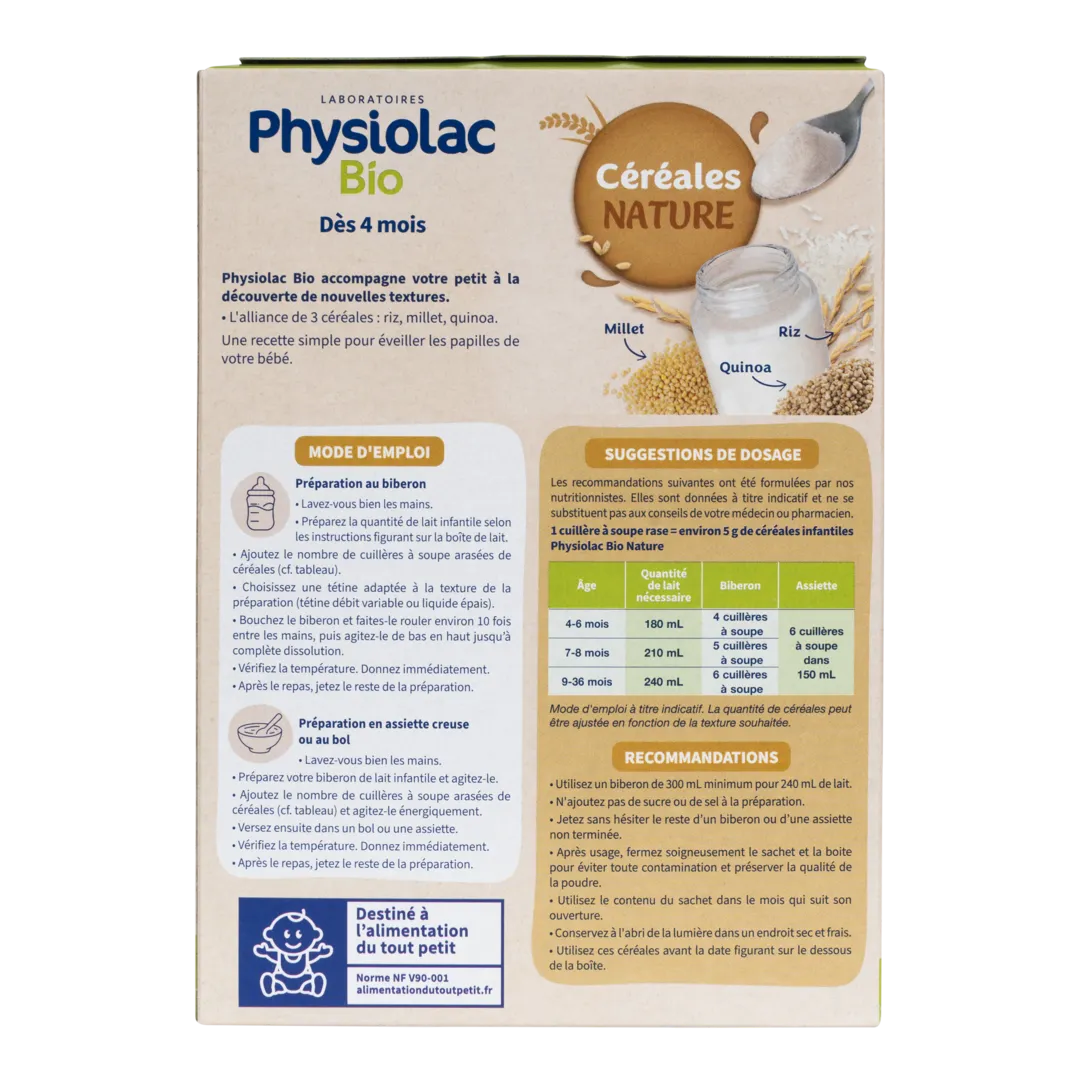 PHYSIOLAC Céréales Bébé Nature Bio