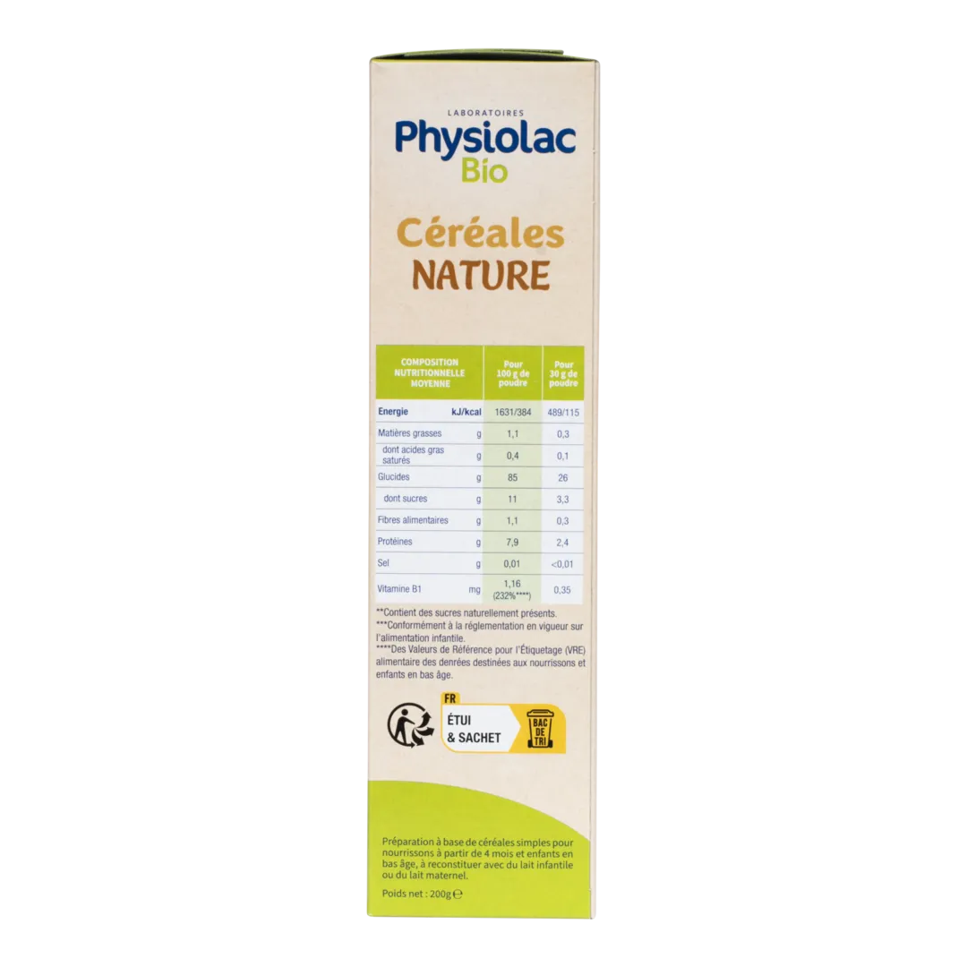 PHYSIOLAC Céréales Bébé Nature Bio