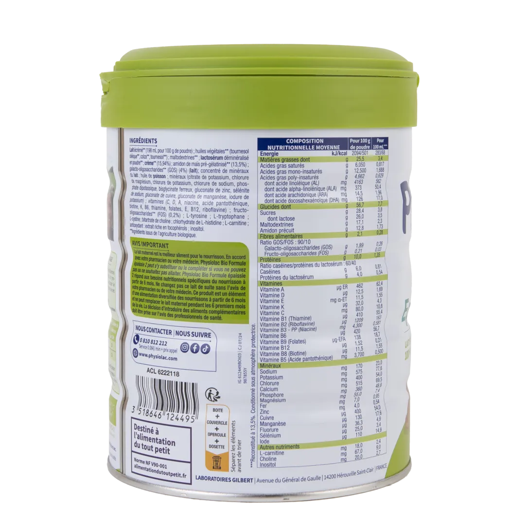 PHYSIOLAC Lait infantile Bio épaissi 2ème âge
