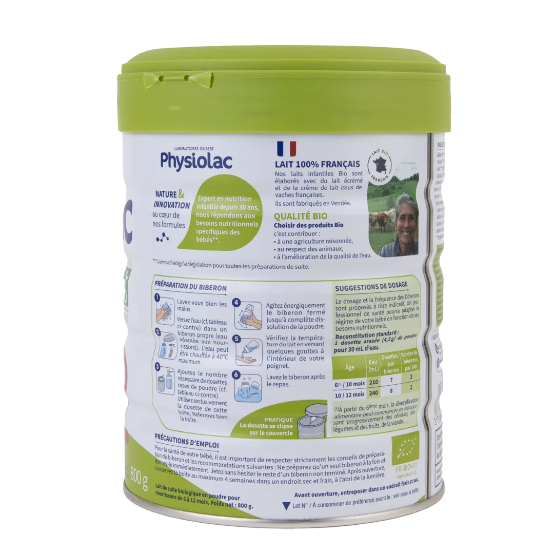 PHYSIOLAC Lait infantile Bio 2ème âge