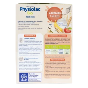 PHYSIOLAC Céréales Bébé Fruits Bio